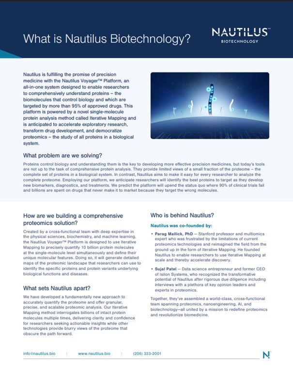 Nautilus Biotechnology One Page Summarycover image